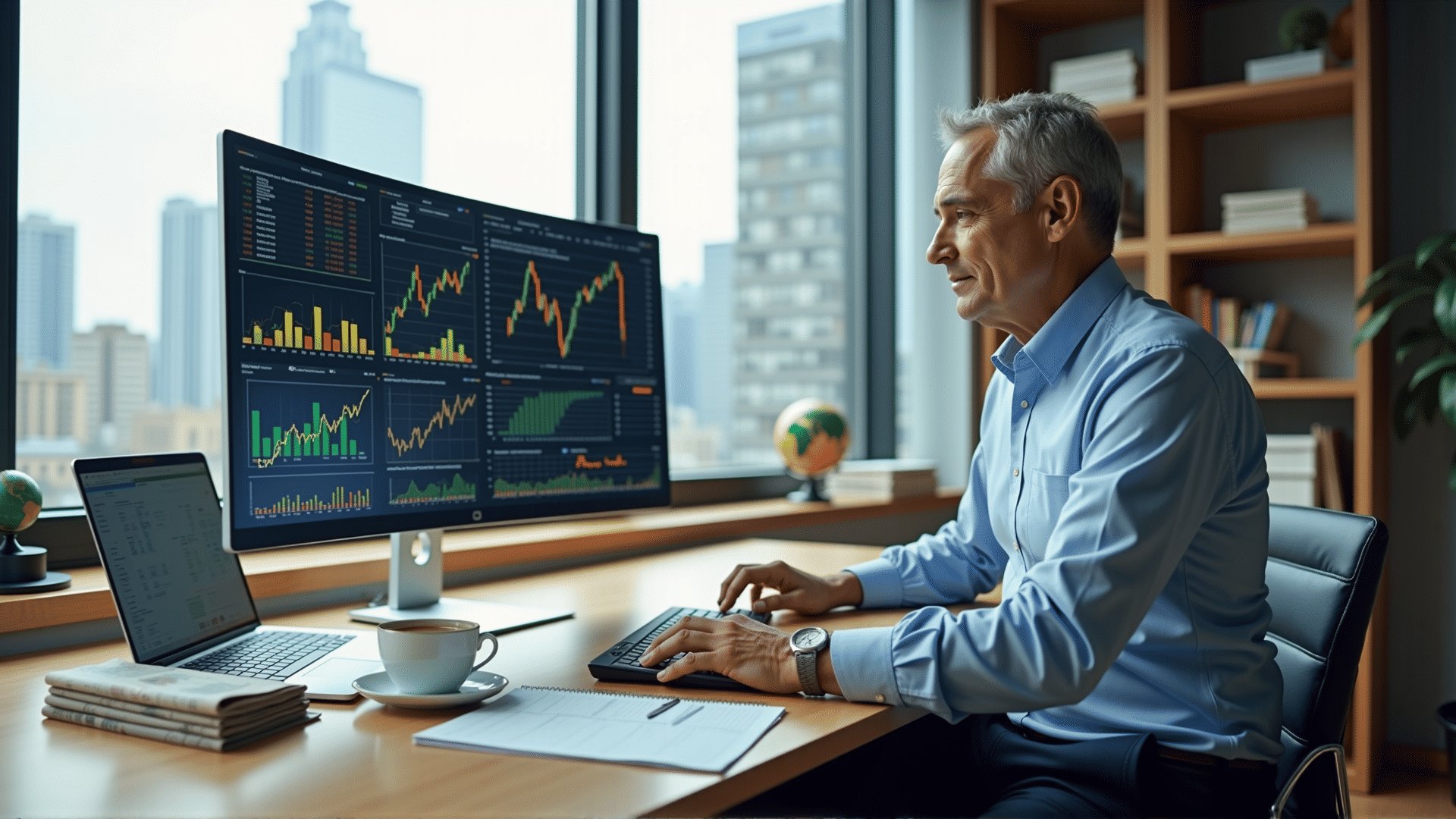 Investor reviewing stocks
