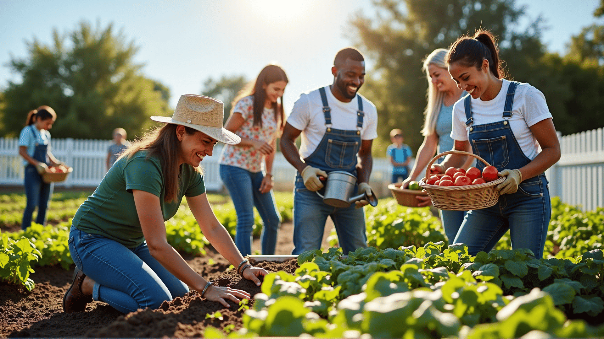 Volunteers in community garden