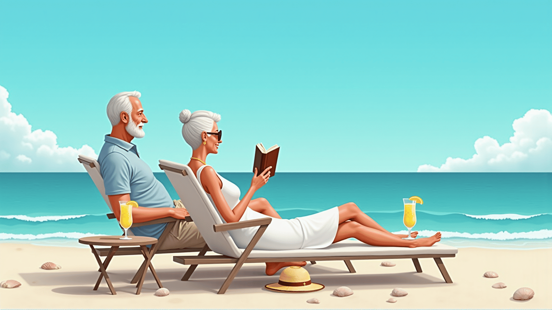 Couple relaxing on beach